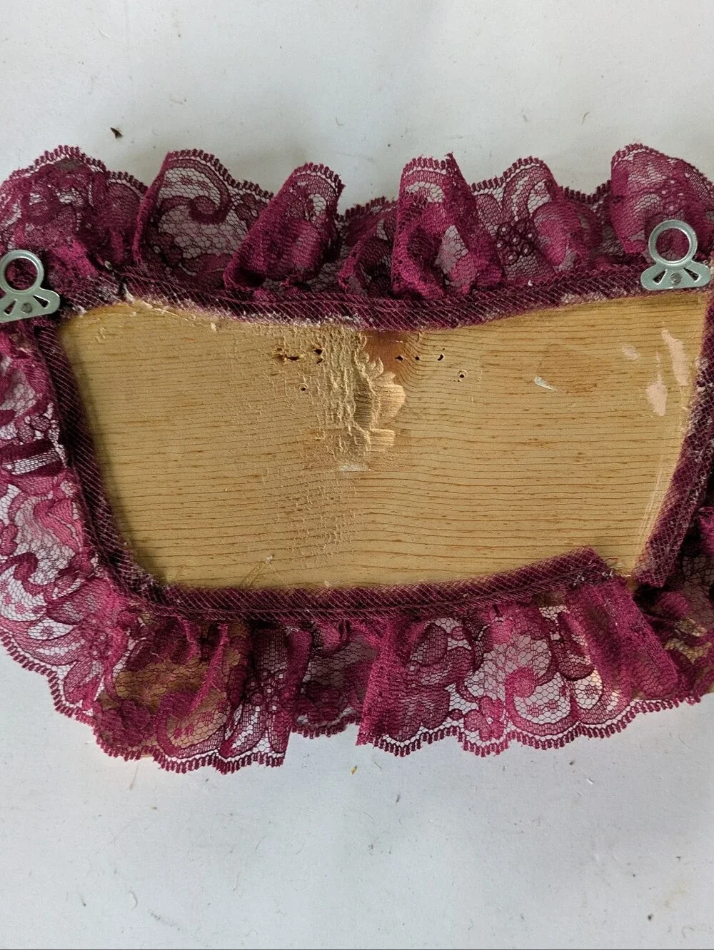 Plaque Sign Decorative Wood Bath Sign Handmade Burgundy Lace